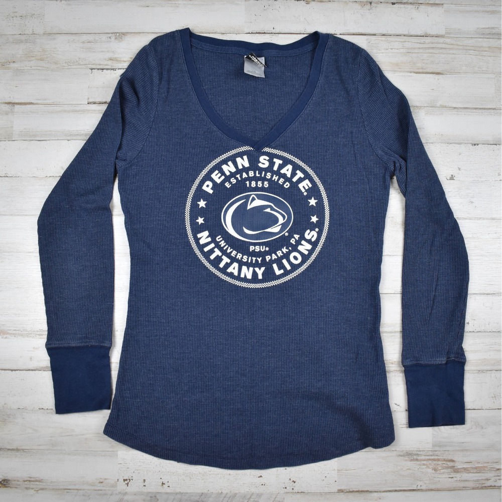 Penn State Thermal Shirt Nittany Lions Navy Blue Long Sleeve Waffle Knit Top L